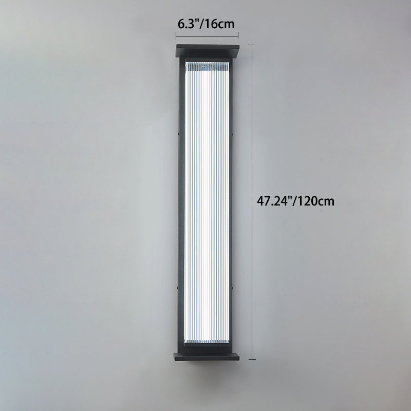 Modern Minimalist Waterproof Rectangular Stainless Steel Acrylic LED Wall Sconce Lamp For Outdoor Patio | Kalsten