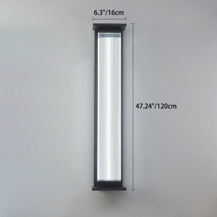 Modern Minimalist Waterproof Rectangular Stainless Steel Acrylic LED Wall Sconce Lamp For Outdoor Patio | Kalsten