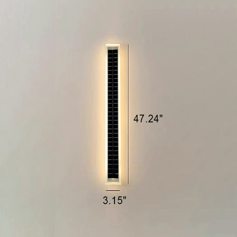 Minimalist Outdoor Solar Rectangular Strip Waterproof Patio LED Wall Sconce Lamp | Kalsten