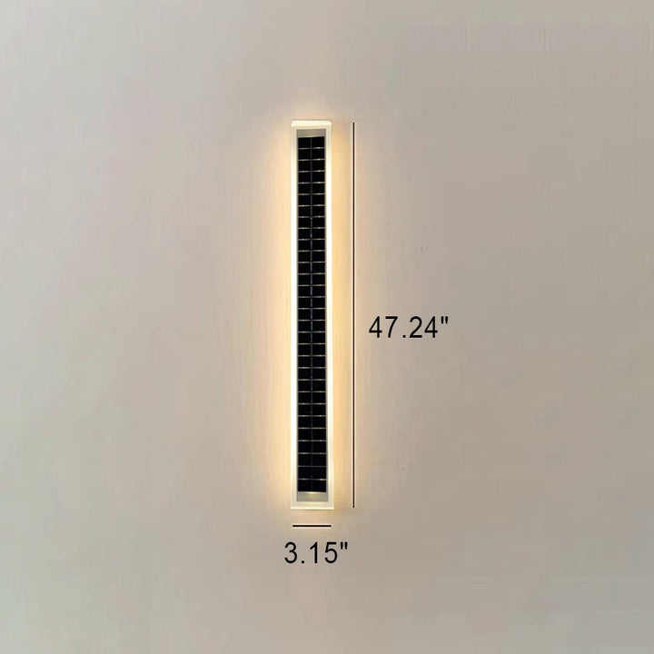 Minimalist Outdoor Solar Rectangular Strip Waterproof Patio LED Wall Sconce Lamp | Kalsten