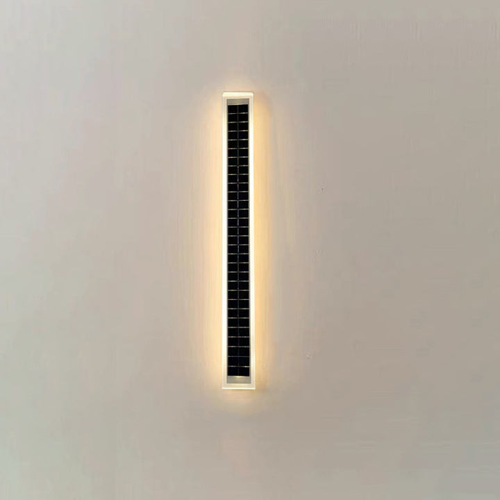 Minimalist Outdoor Solar Rectangular Strip Waterproof Patio LED Wall Sconce Lamp | Kalsten