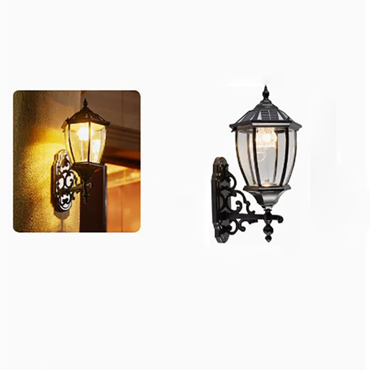 Traditional European Aluminum Glass LED Solar Waterproof Wall Sconce Lamp For Outdoor Patio | Kalsten