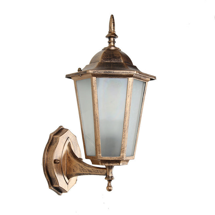 Contemporary Industrial Hexagonal Aluminum Frame Frosted Glass 1-Light Outdoor Wall Sconce Lamp For Garden | Kalsten