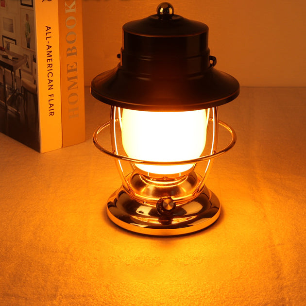 Traditional Farmhouse Waterproof Rechargeable Iron Acrylic Cylinder LED Table Lamp For Entertainment Room | Kalsten
