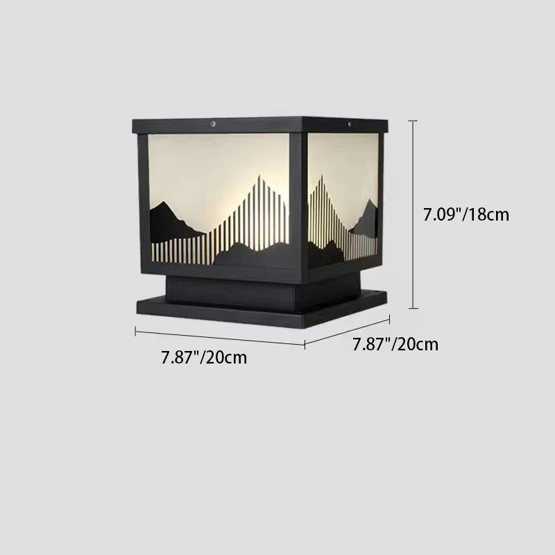 Traditional Chinese Aluminum Glass Square LED Waterproof Solar Landscape Light For Outdoor Patio | Kalsten