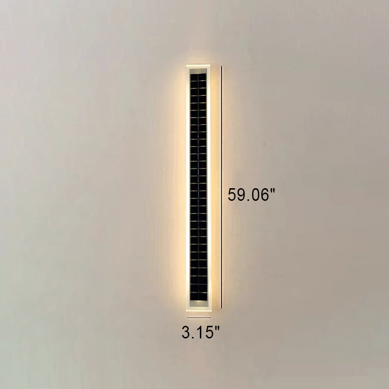 Minimalist Outdoor Solar Rectangular Strip Waterproof Patio LED Wall Sconce Lamp | Kalsten