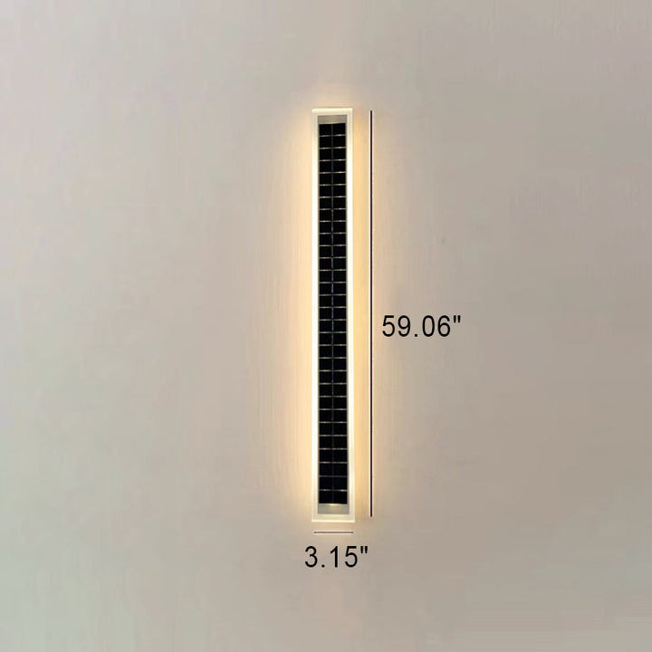 Minimalist Outdoor Solar Rectangular Strip Waterproof Patio LED Wall Sconce Lamp | Kalsten