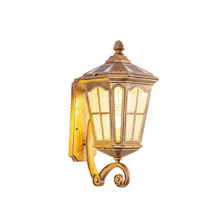 European Solar Outdoor Lantern Aluminum Glass Waterproof 1-Light Wall Sconce Lamp | Kalsten
