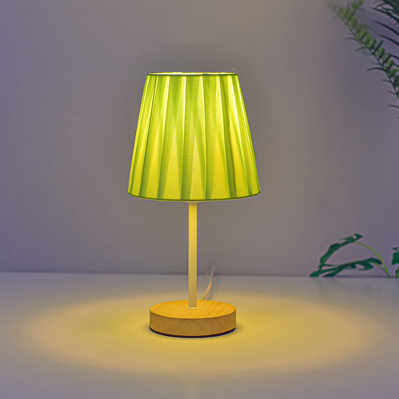 Nordic Vintage Fabric Cone Solid Wood LED Table Lamp | Kalsten