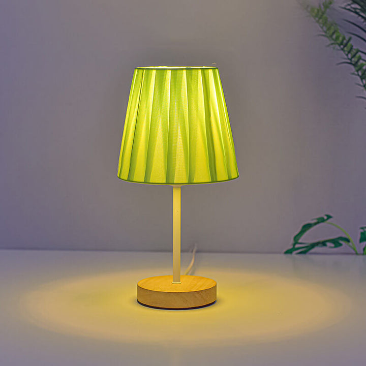 Nordic Vintage Fabric Cone Solid Wood LED Table Lamp | Kalsten