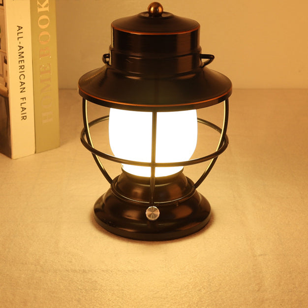 Traditional Farmhouse Waterproof Rechargeable Iron Acrylic Cylinder LED Table Lamp For Entertainment Room | Kalsten