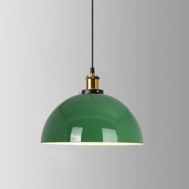 Kalsten | RetroDome Industrial Vintage Pendant Light | Green Iron Dome Design | Single Light | Rustic Ceiling Lighting