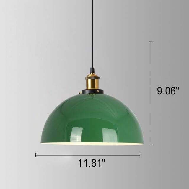 Kalsten | RetroDome Industrial Vintage Pendant Light | Green Iron Dome Design | Single Light | Rustic Ceiling Lighting