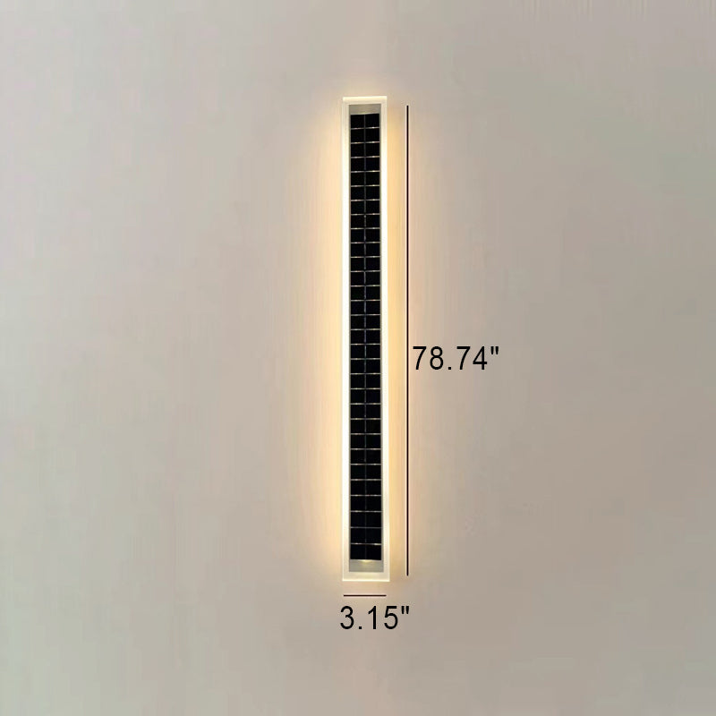 Minimalist Outdoor Solar Rectangular Strip Waterproof Patio LED Wall Sconce Lamp | Kalsten