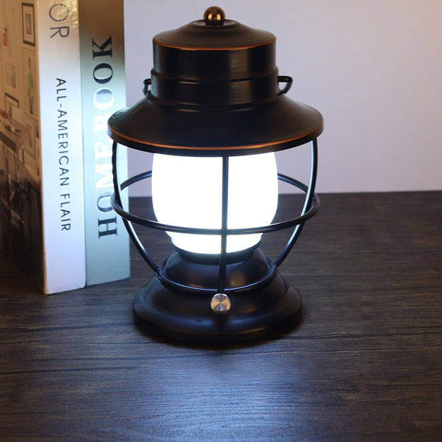 Traditional Farmhouse Waterproof Rechargeable Iron Acrylic Cylinder LED Table Lamp For Entertainment Room | Kalsten