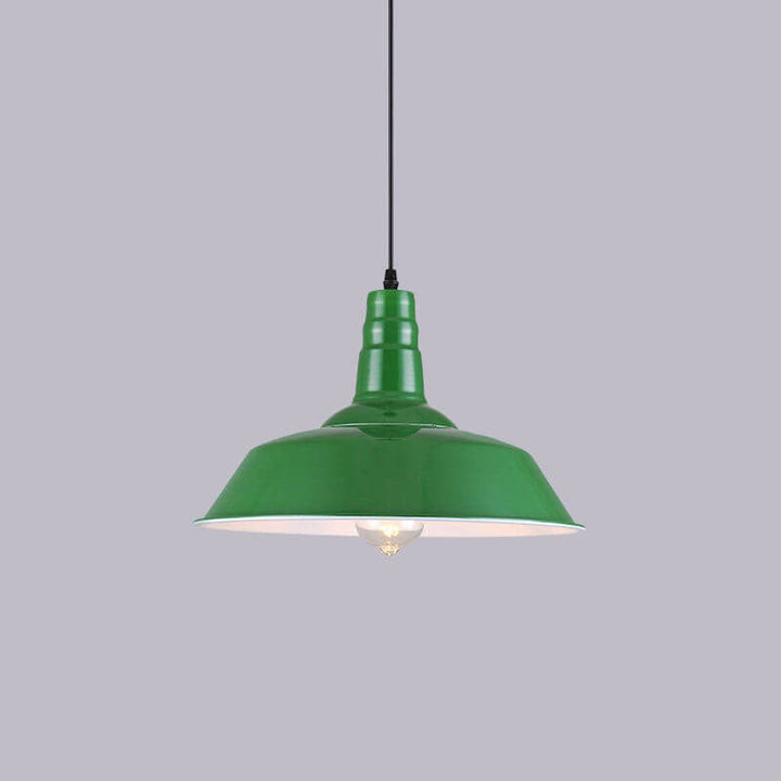 Kalsten | RetroDome Industrial Vintage Pendant Light | Green Iron Dome Design | Single Light | Rustic Ceiling Lighting