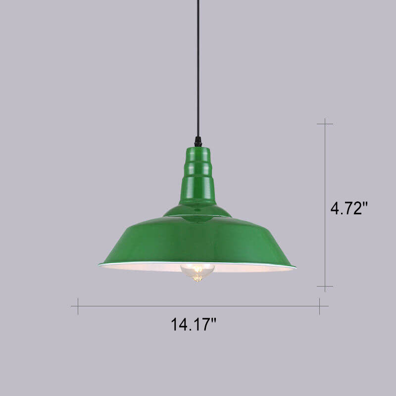 Kalsten | RetroDome Industrial Vintage Pendant Light | Green Iron Dome Design | Single Light | Rustic Ceiling Lighting