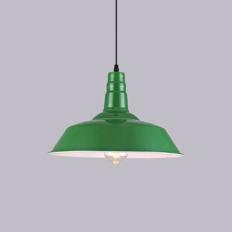 Kalsten | RetroDome Industrial Vintage Pendant Light | Green Iron Dome Design | Single Light | Rustic Ceiling Lighting