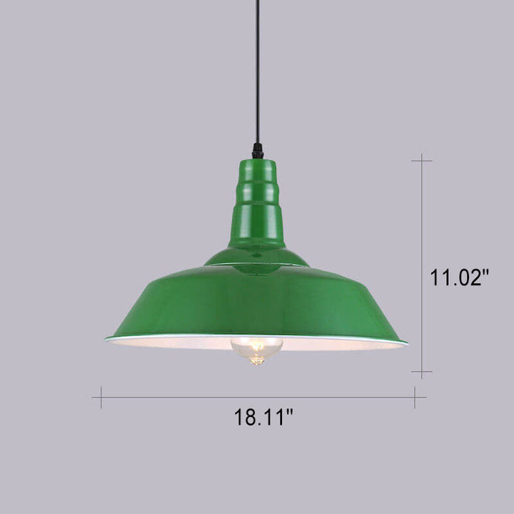 Kalsten | RetroDome Industrial Vintage Pendant Light | Green Iron Dome Design | Single Light | Rustic Ceiling Lighting