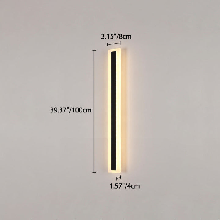 Modern Minimalist Long Rectangular Aluminum Acrylic LED Wall Sconce Lamp For Garden | Kalsten