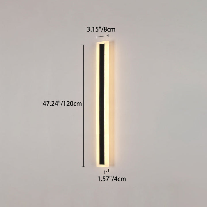 Modern Minimalist Long Rectangular Aluminum Acrylic LED Wall Sconce Lamp For Garden | Kalsten