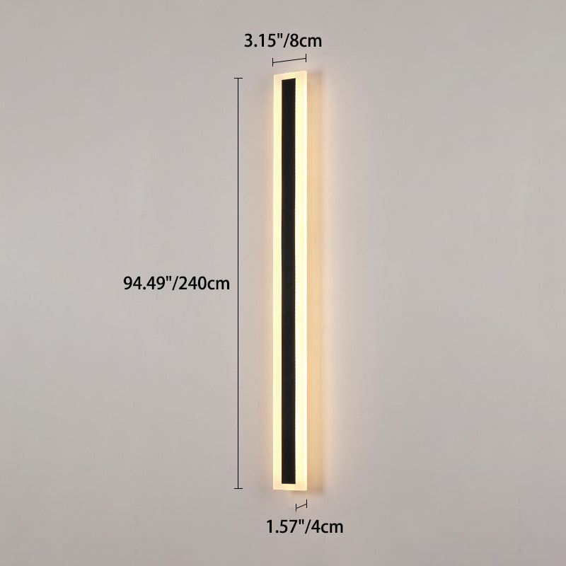 Modern Minimalist Long Rectangular Aluminum Acrylic LED Wall Sconce Lamp For Garden | Kalsten