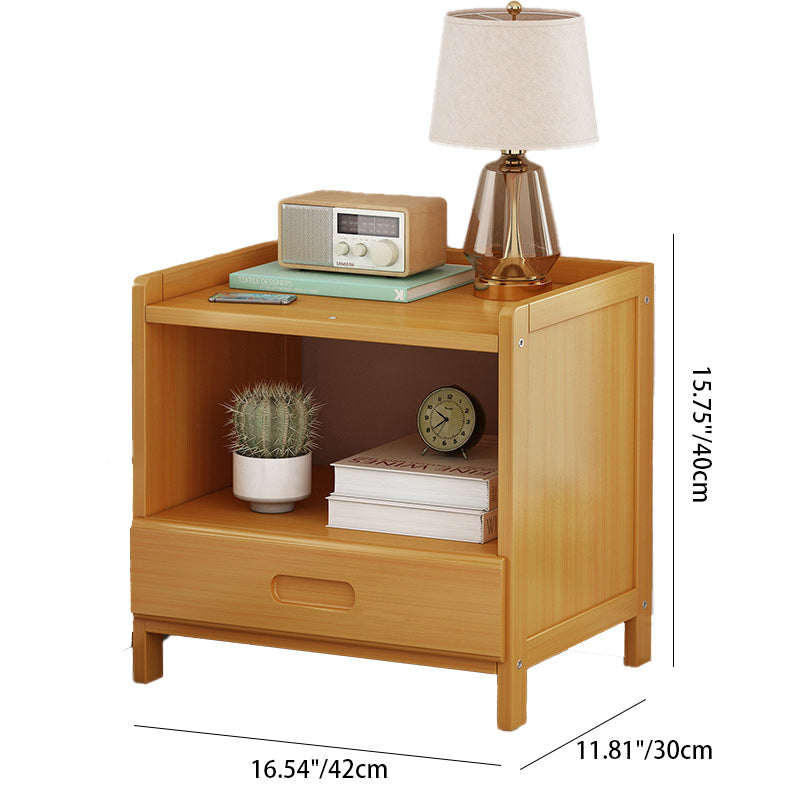 HanaCrate Japanese Nightstand – Solid Wood, 1 or 3 Drawers