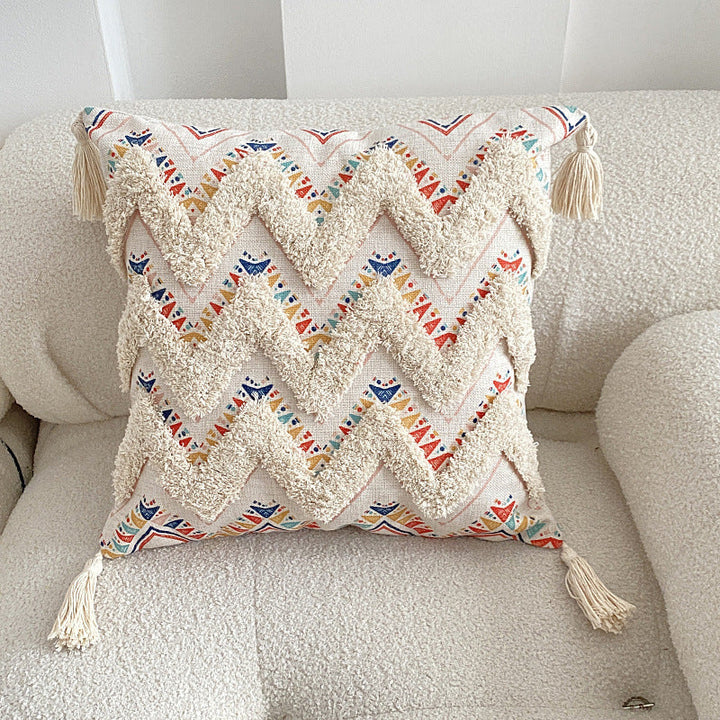 Boho lined fringe throw pillow cover | Kalsten