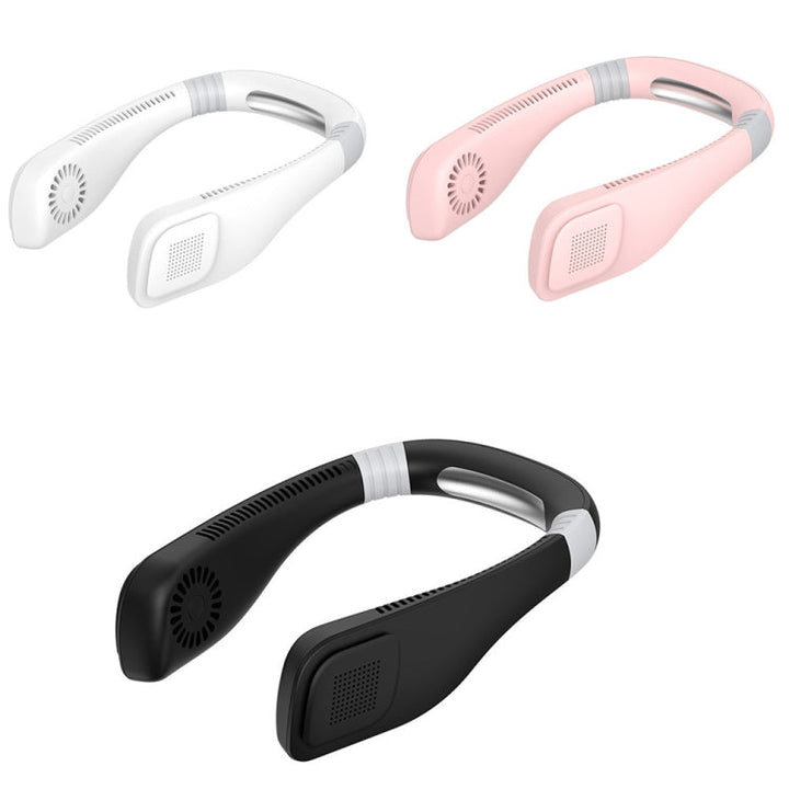 Hand Free Mini USB Neck Fan - Rechargeable Portable Headphone Design Wearable Neckband Fan, 3 Level Air Flow, 360 Degree Free Rotation Perfect for Sports, Office and Outdoor(White) | Kalsten