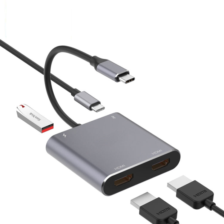 Kalsten | 4 in 1 Type-C to Dual HDMI + USB + Type-C HUB Adapter