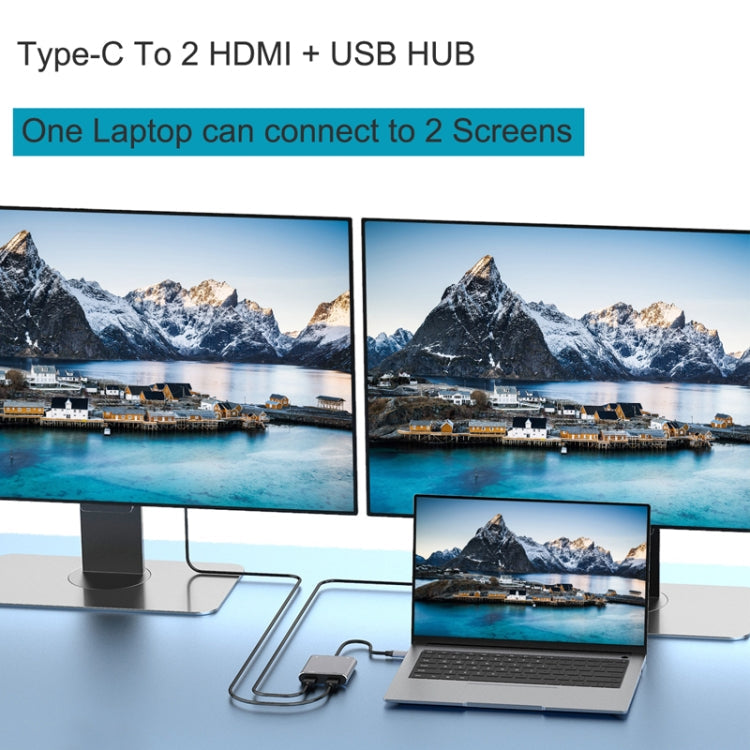 Kalsten | 4 in 1 Type-C to Dual HDMI + USB + Type-C HUB Adapter
