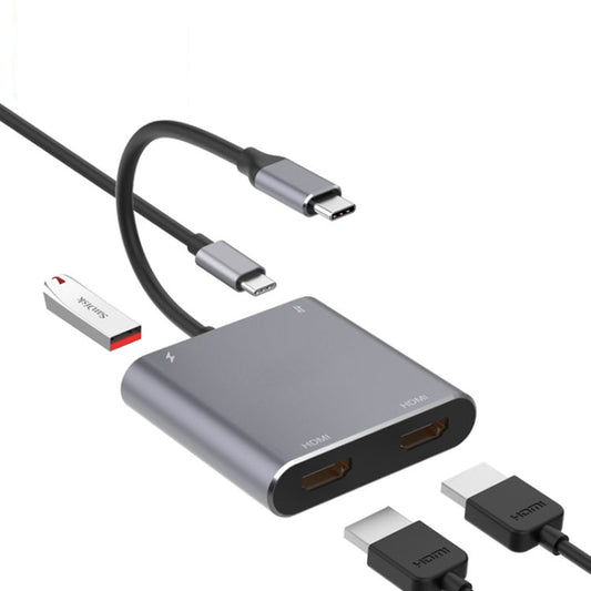 4-in-1-USB-Adapter: USB Type-C to two HDMI hubs, USB hubs, and USB Type-C hubs