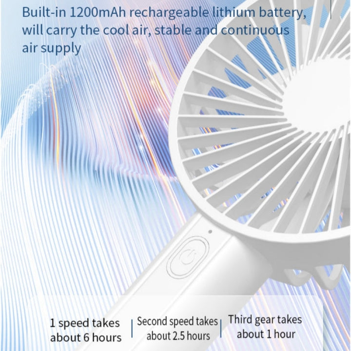 F35 With Hanging Hole Rechargeable Cooling Fan Powerful Handheld Fan 1200mAh Desk Fan(Baby Blue) | Kalsten