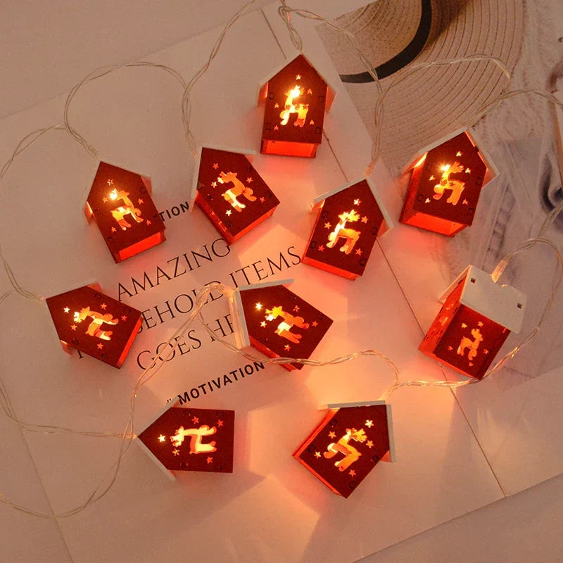 Bright Wooden Christmas Tree Decoration – LED String Lights for Festive Illumination | Kalsten