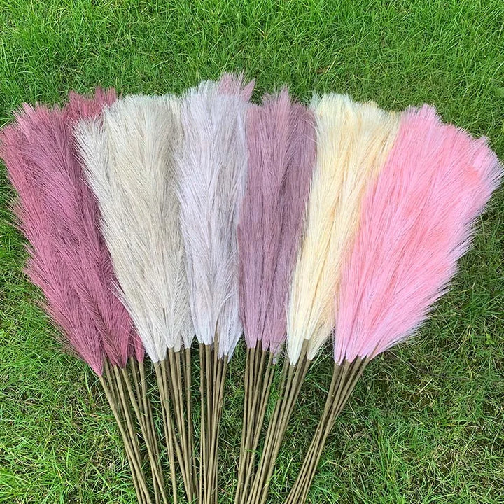 Kalsten | 5 pieces 100 cm Artificial Pampas Grass Dried Flower Bouquet Wedding Party Decoration Home Room DIY Artificial Plants Decoration Supplies