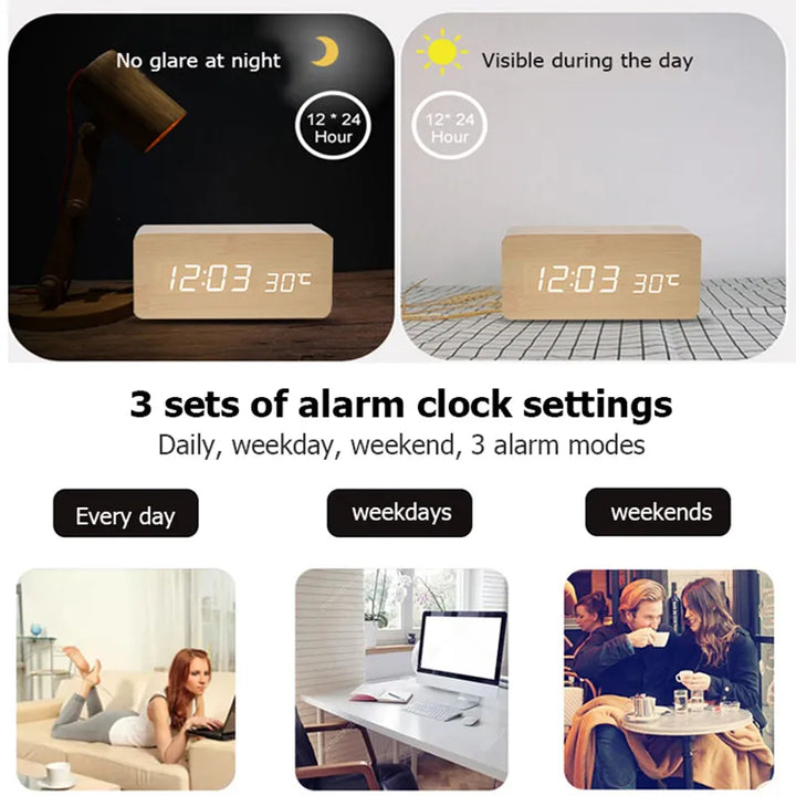 LED Digital Alarm Clock with Temperature