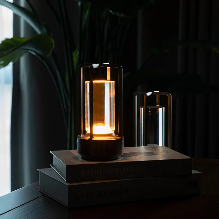 Rechargeable wireless table lamp with crystal glass - Portable LED light for indoor and outdoor areas | Kalsten