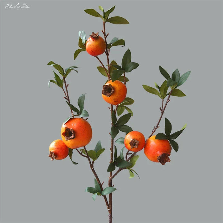 6-Piece Artificial Pomegranate Fruit Branch with Leaves | Kalsten