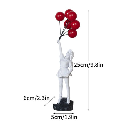Skanto | Artify Banksy Sculpture Collection | Flower Thrower & Balloon Girl | Pop Art Figures | Modern Office & Home Decor