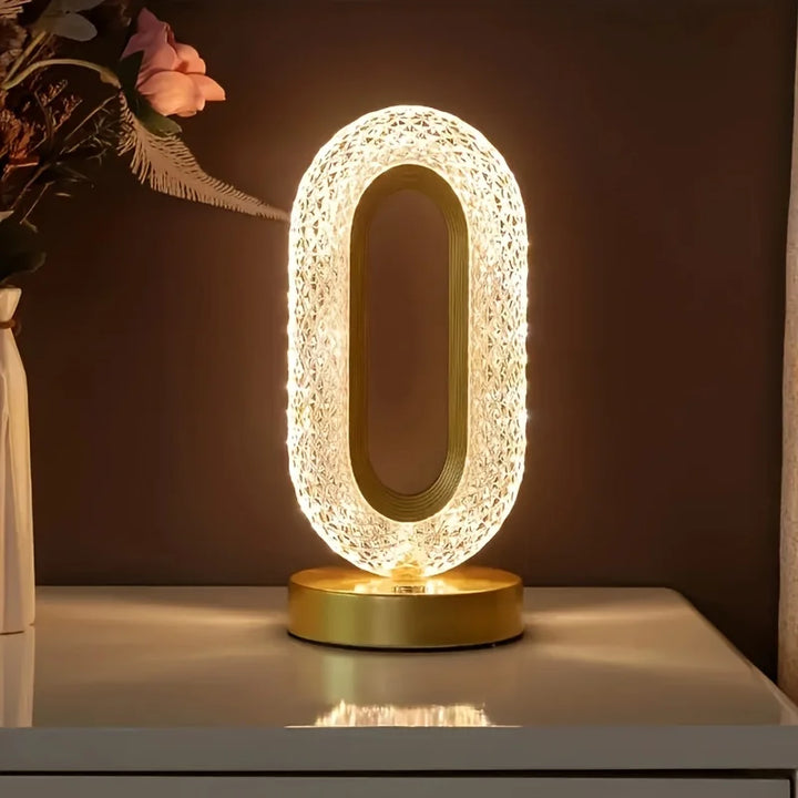 Modern Luxury Oval USB Rechargeable Crystal Table Lamp – Dimmable LED Night Light for Bedroom, Living Room, and Bedside Décor | Kalsten