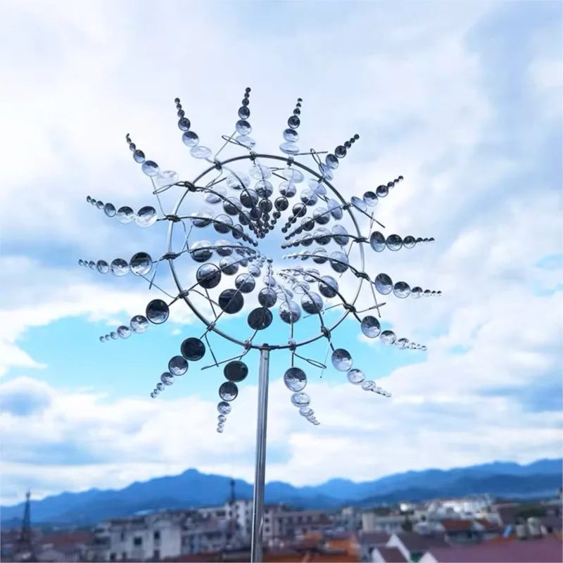 Kalsten | Unique Solar-Powered Kinetic Metal Windmill Spinner - Magical Wind Collectors for Patio, Garden, Lawn Outdoor Decoration