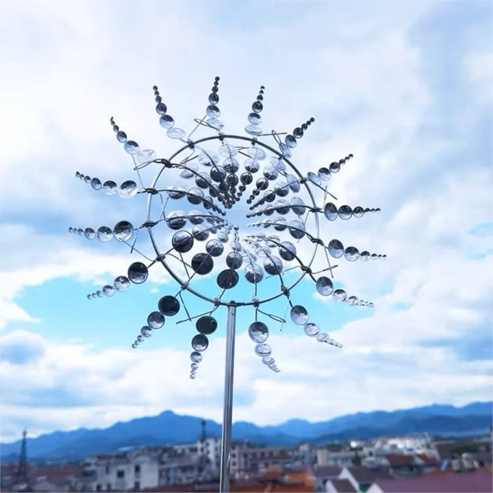 Kalsten | Unique Solar-Powered Kinetic Metal Windmill Spinner - Magical Wind Collectors for Patio, Garden, Lawn Outdoor Decoration