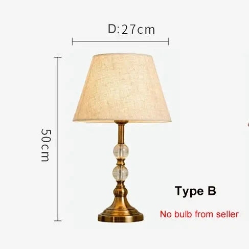 American Imitation Copper Crystal Bedside Lamp - Modern European Style Desk Lamp | Kalsten