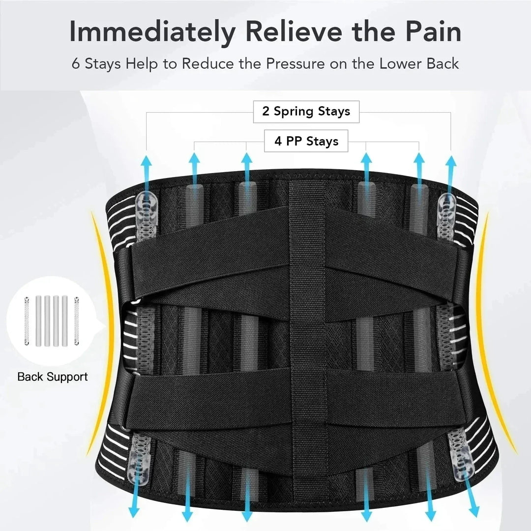 Kalsten | Back Support Belt OrthoFlexa | 360° Lumbar Support with Memory Aluminum & Steel Springs | Breathable & Invisible under Clothing