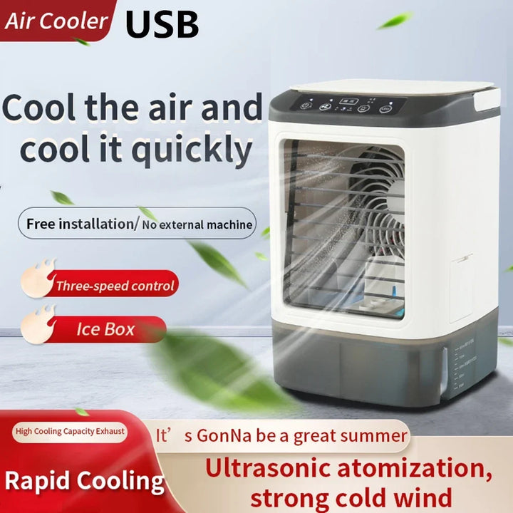 USB Portable Mini Air Conditioner Fan – 3-Speed Desktop Cooling Fan with LED Night Light, Air Cooler for Home, Office, and Camping | Kalsten