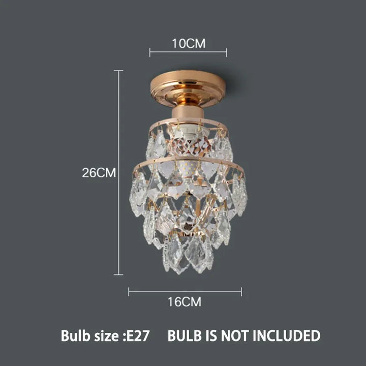 Modern Gold Mini Crystal Ceiling Light – E27 LED Fixture for Bedroom, Living Room, Stairs, and Home Decor | Kalsten