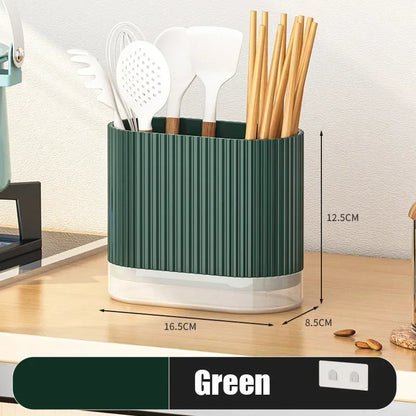 Skanto | Cutlery Organizer Duo | Wall-Mountable Cutlery Holder | No Drilling | Drainage Function | 16.5 × 8.5 × 12.5 cm