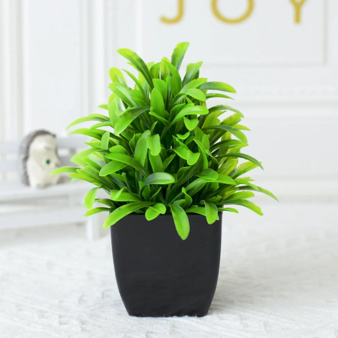 Kalsten | Leafora Artificial Eucalyptus Plant in Black Pot | Mini Decorative Plant | For Table, Bathroom & Office