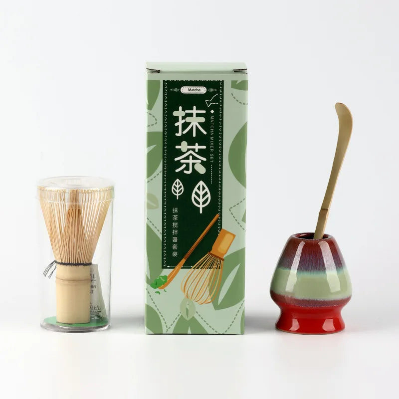 Bamboo Matcha Whisk Set 100-Prong Chasen with Scoop Eco-Friendly Tea Preparation Tool-2