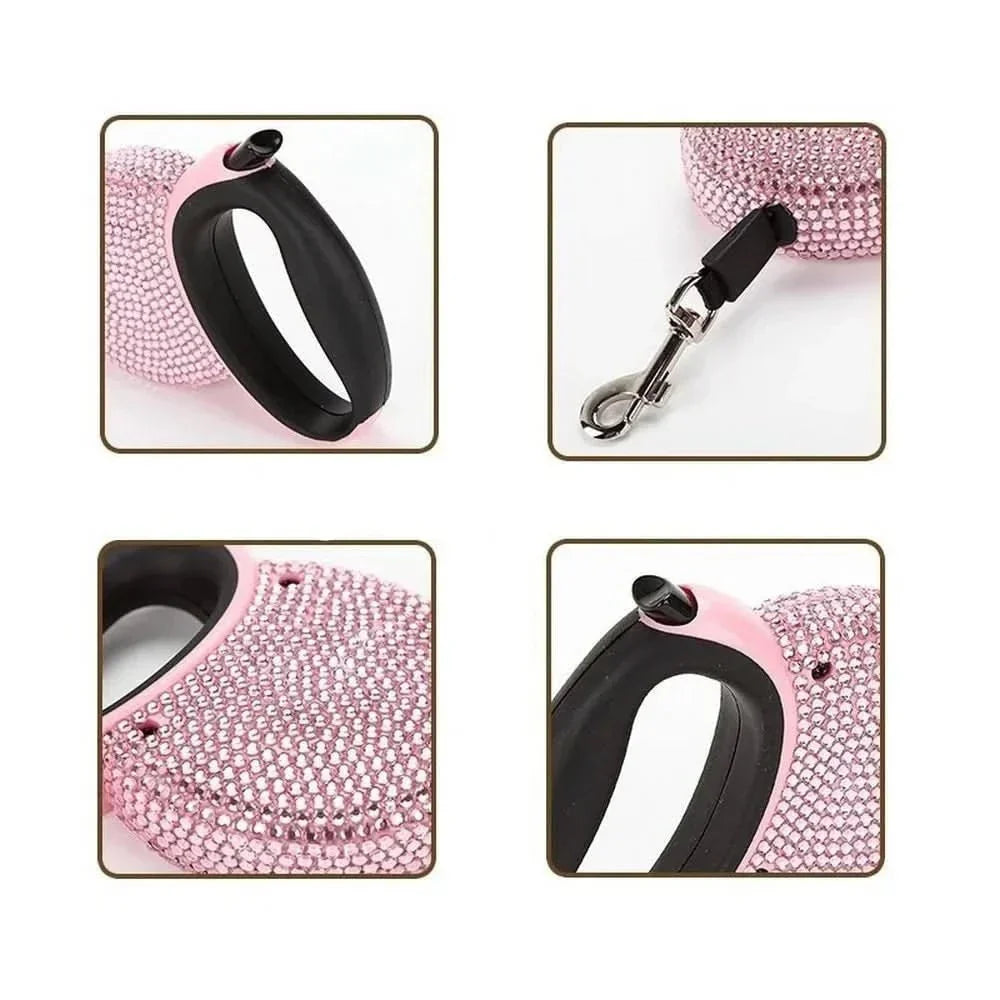 Kalsten | Luxury Retractable Leash with Rhinestones for Small Dogs & Cats
